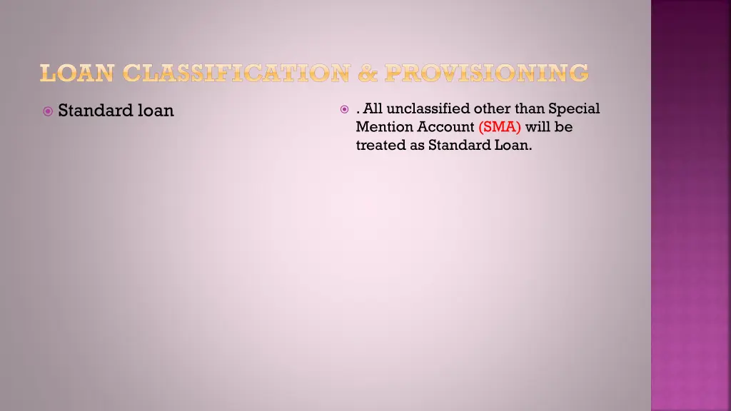 loan classification provisioning