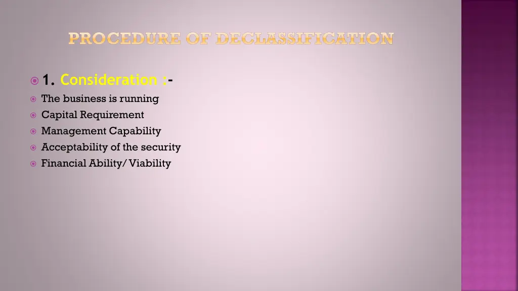 procedure of declassification