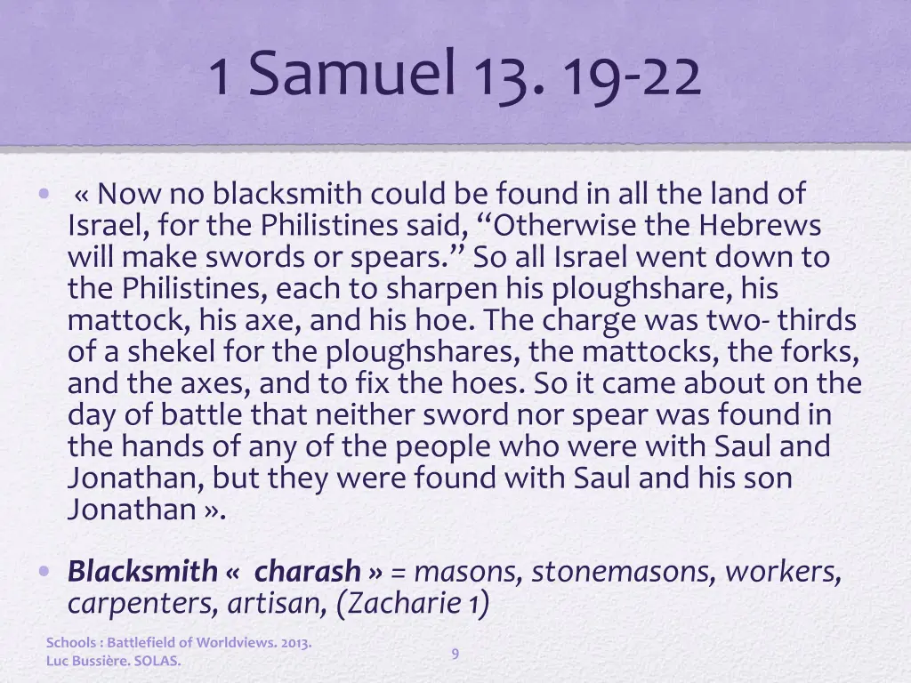 1 samuel 13 19 22
