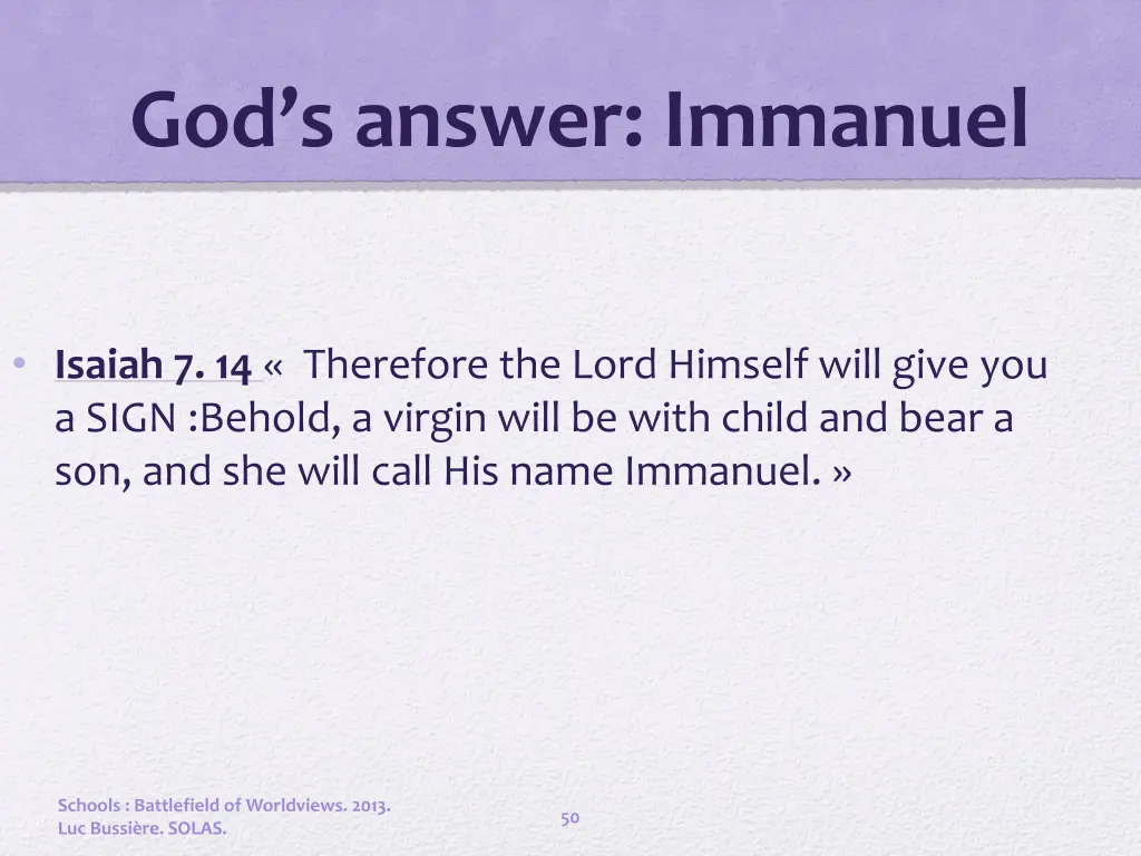 god s answer immanuel