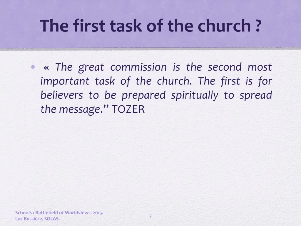 the first task of the church