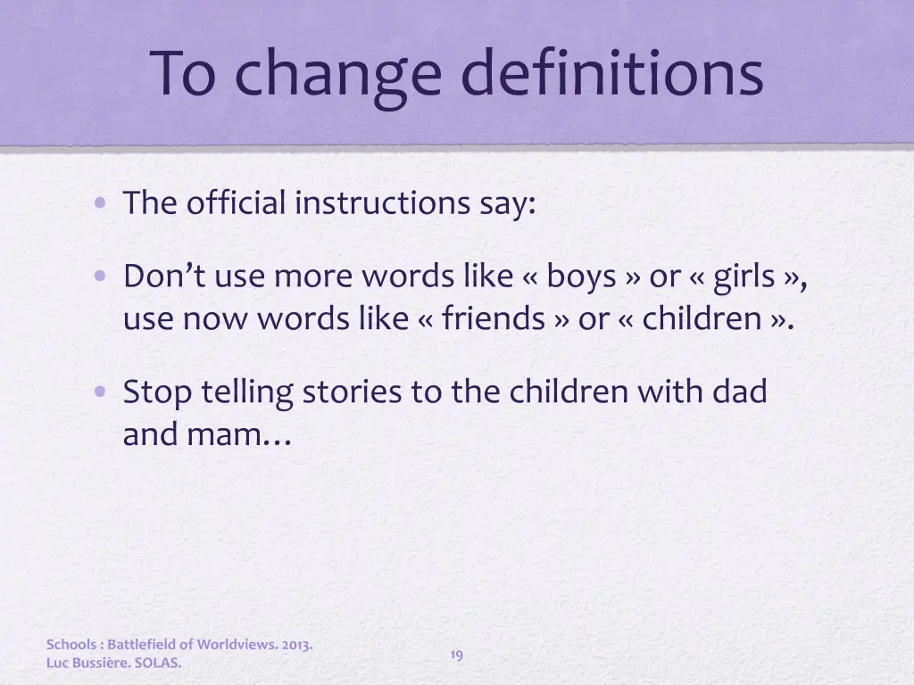 to change definitions