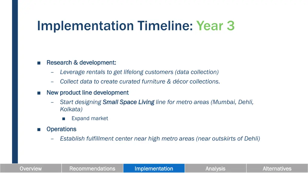 implementation timeline year 3