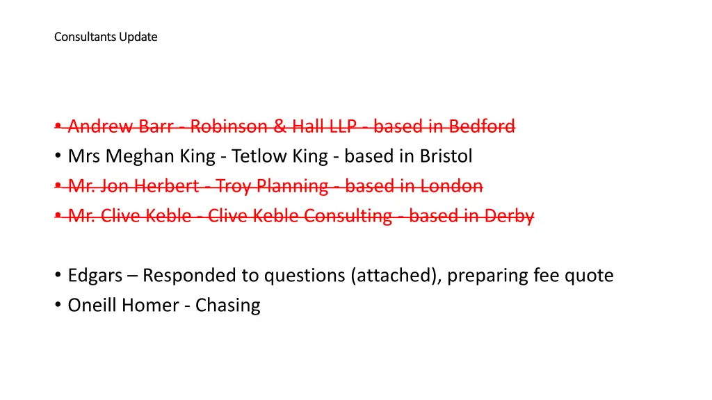 consultants update consultants update