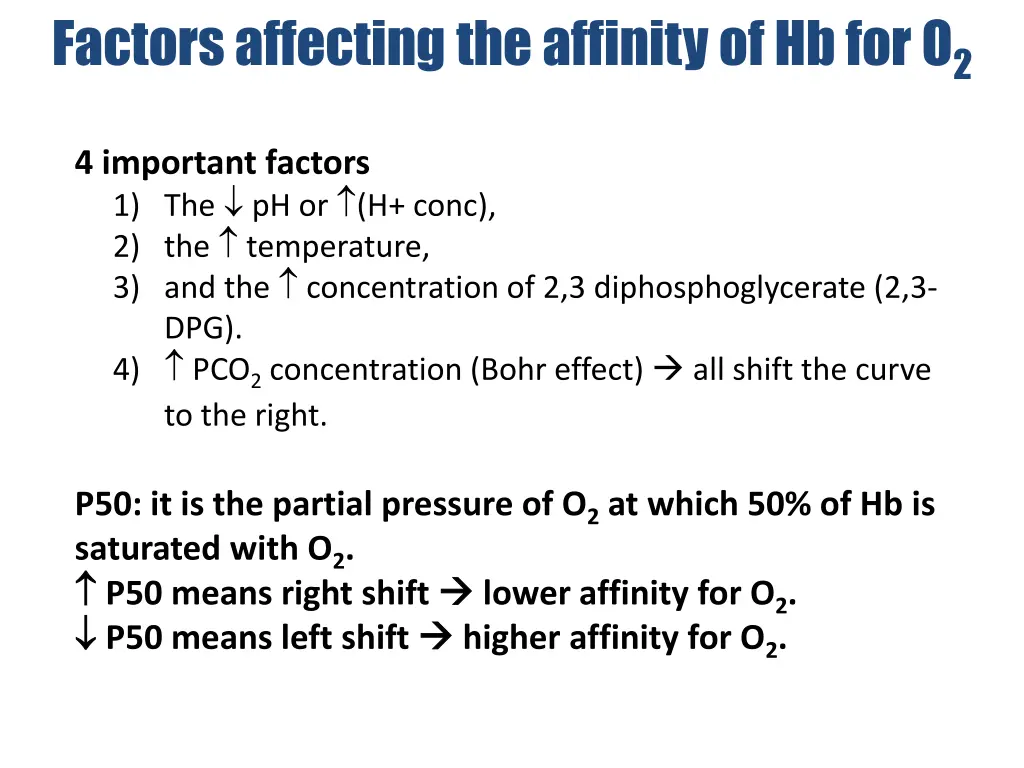 factors affecting the affinity of hb for o 2