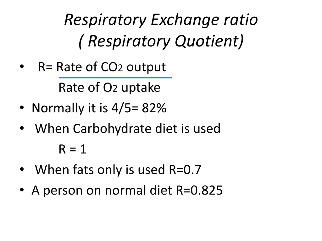 respiratory exchange ratio respiratory quotient