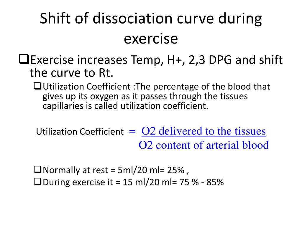 shift of dissociation curve during exercise