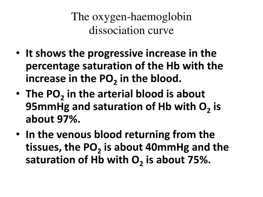 the oxygen haemoglobin dissociation curve
