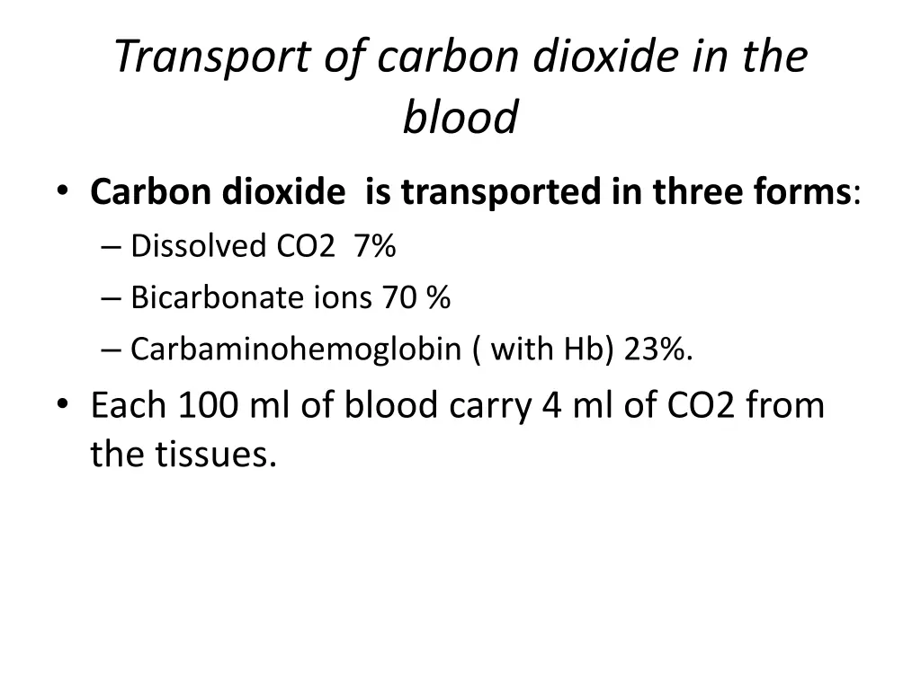 transport of carbon dioxide in the blood