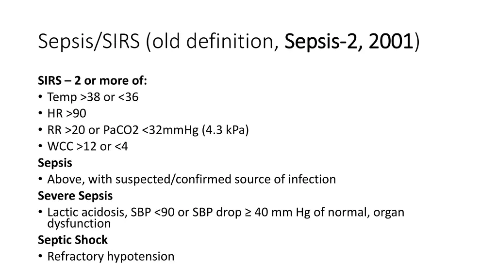 sepsis sirs old definition sepsis