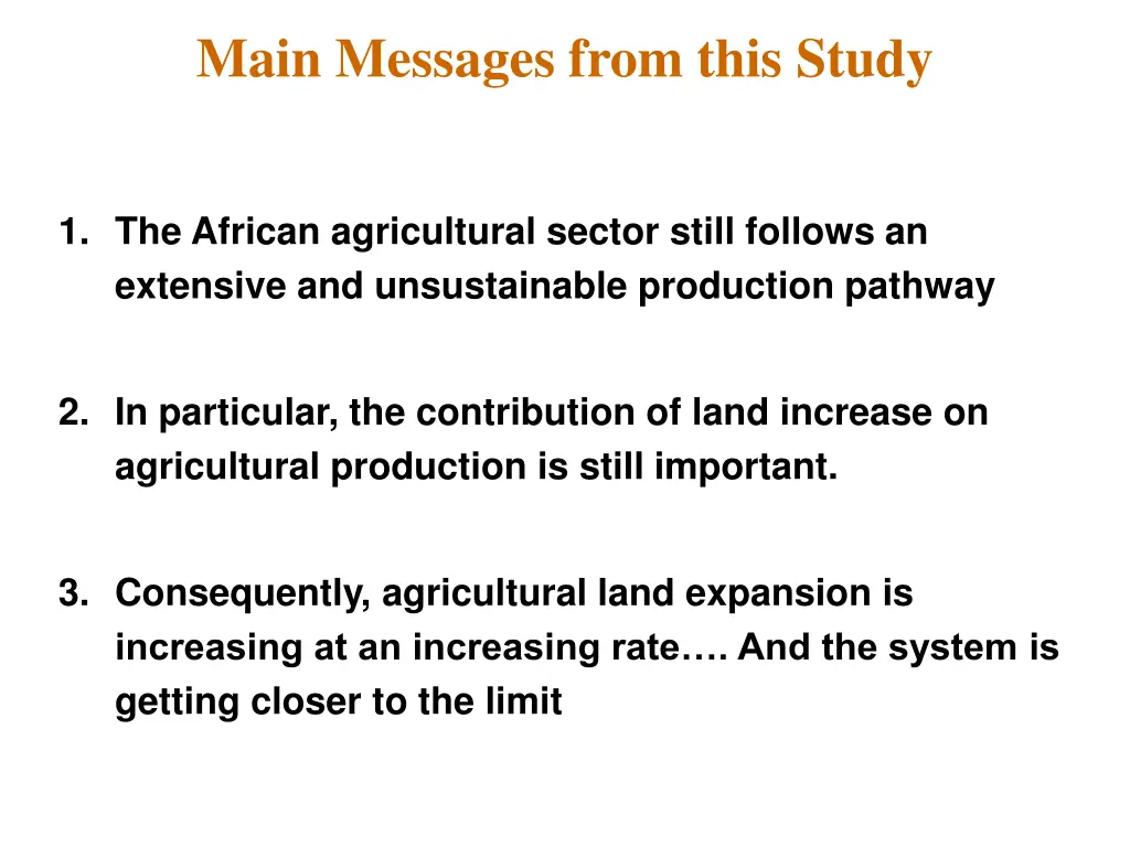 main messages from this study