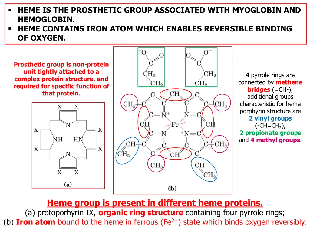 heme is the prosthetic group associated with