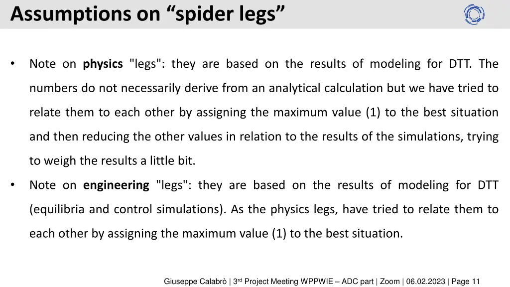 assumptions on spider legs