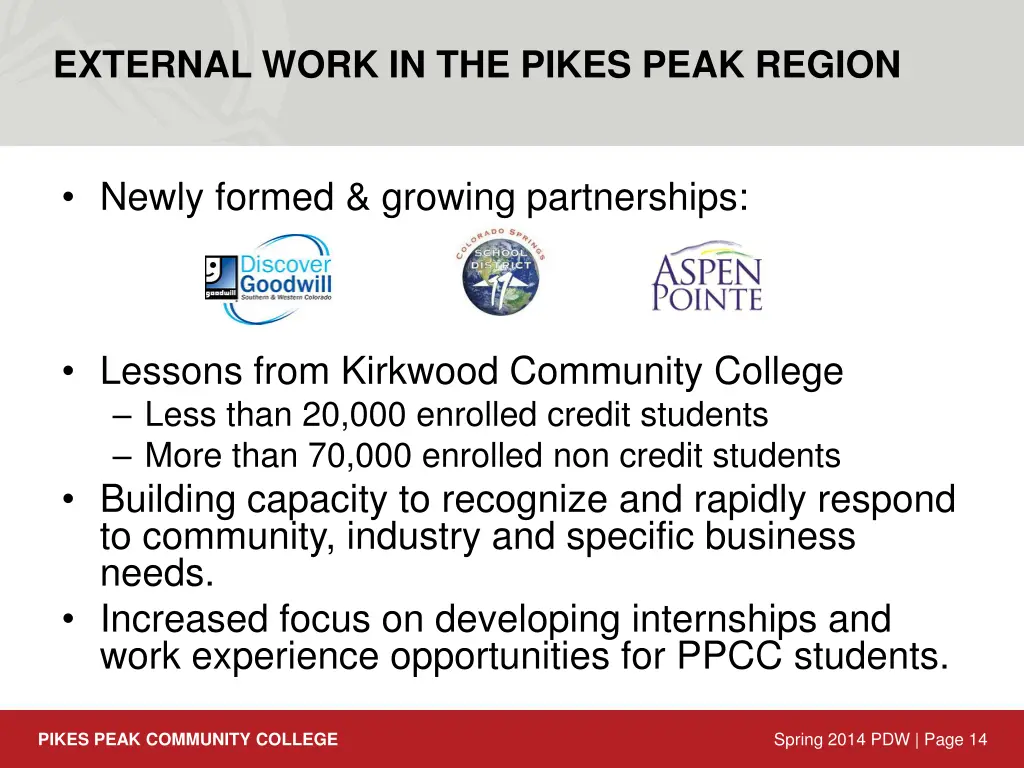 external work in the pikes peak region