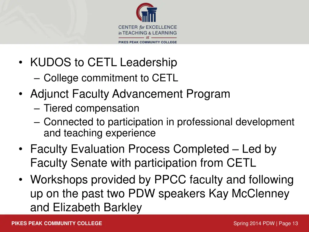 kudos to cetl leadership college commitment