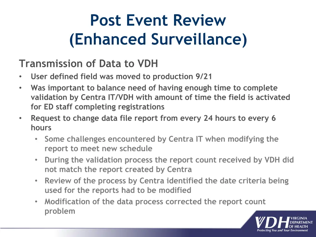 post event review enhanced surveillance 2