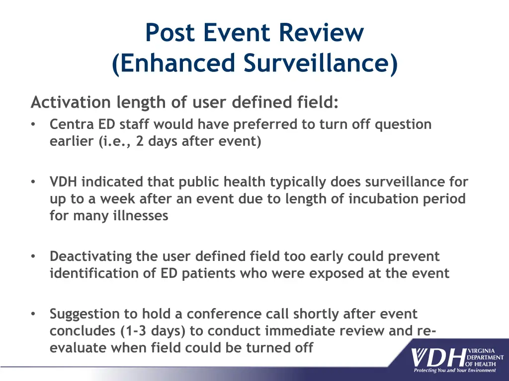 post event review enhanced surveillance 4