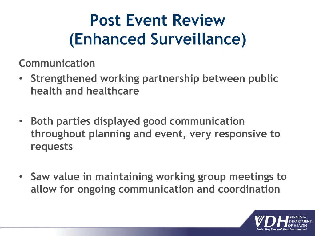 post event review enhanced surveillance 5