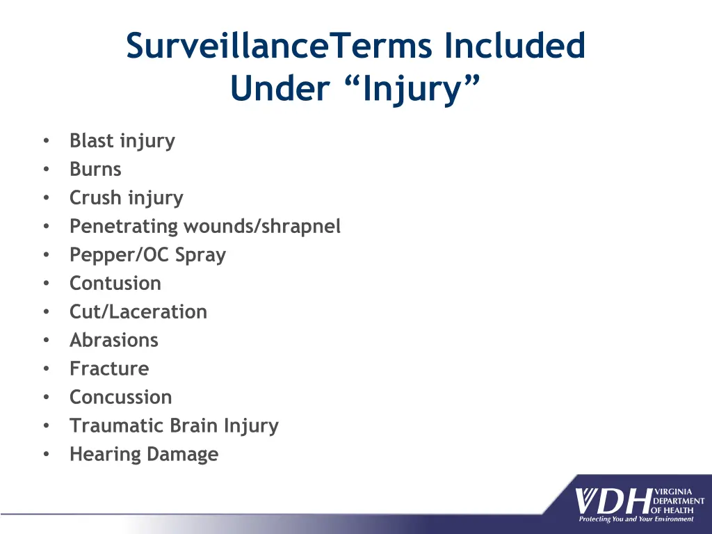 surveillanceterms included under injury