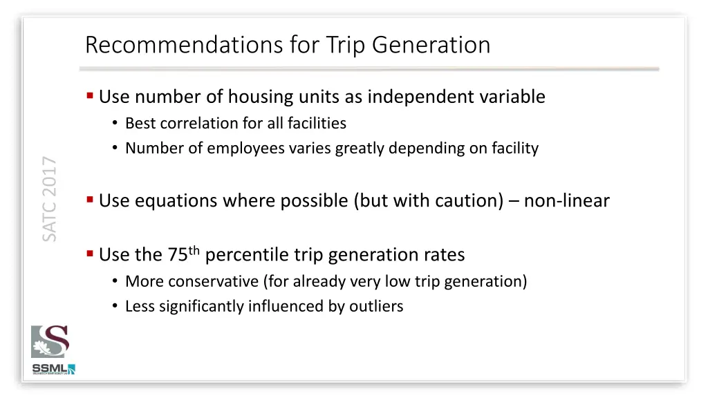 recommendations for trip generation