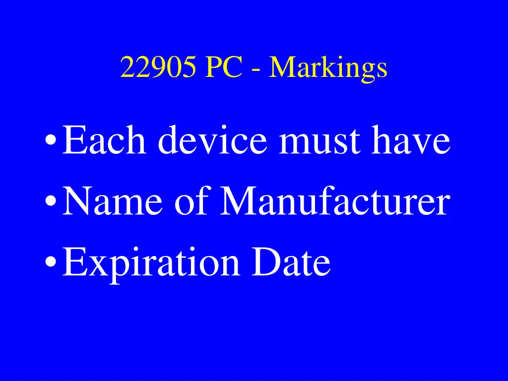 22905 pc markings