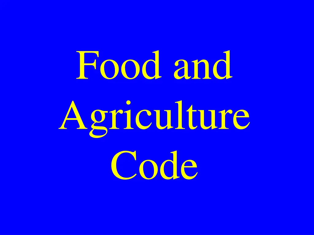 food and agriculture code