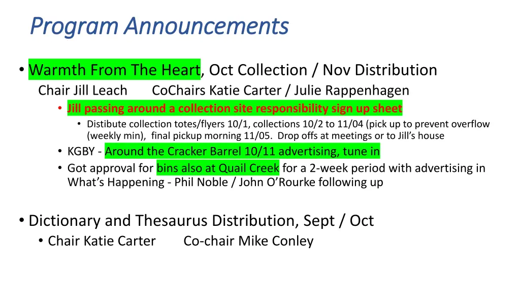 program announcements program announcements 1