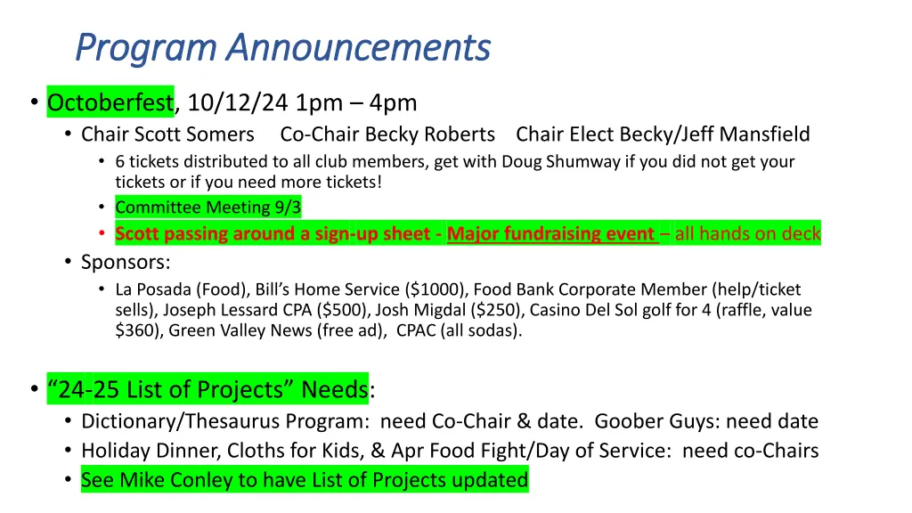 program announcements program announcements 2