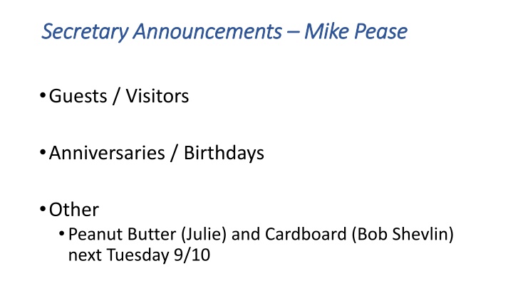 secretary announcements secretary announcements
