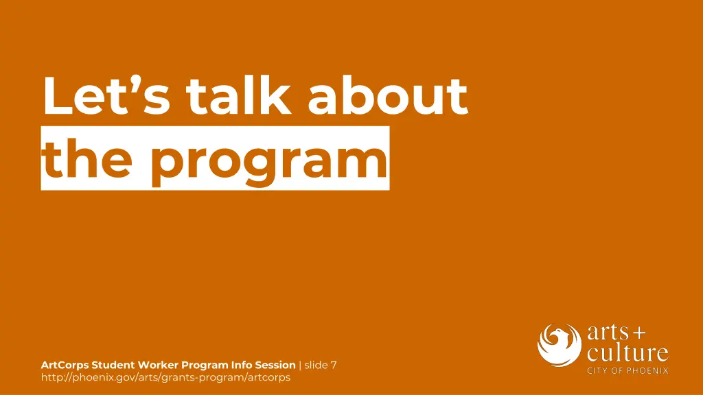 let s talk about the program