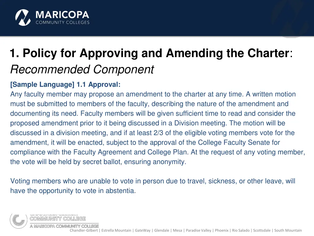 1 policy for approving and amending the charter