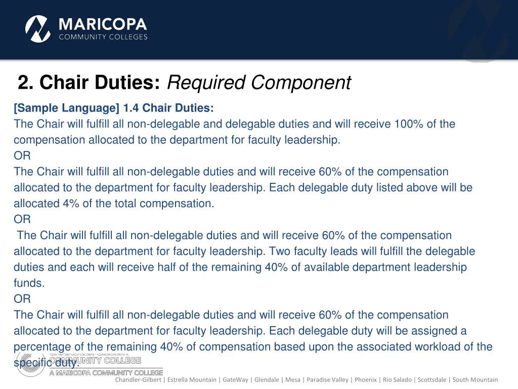 2 chair duties required component 2