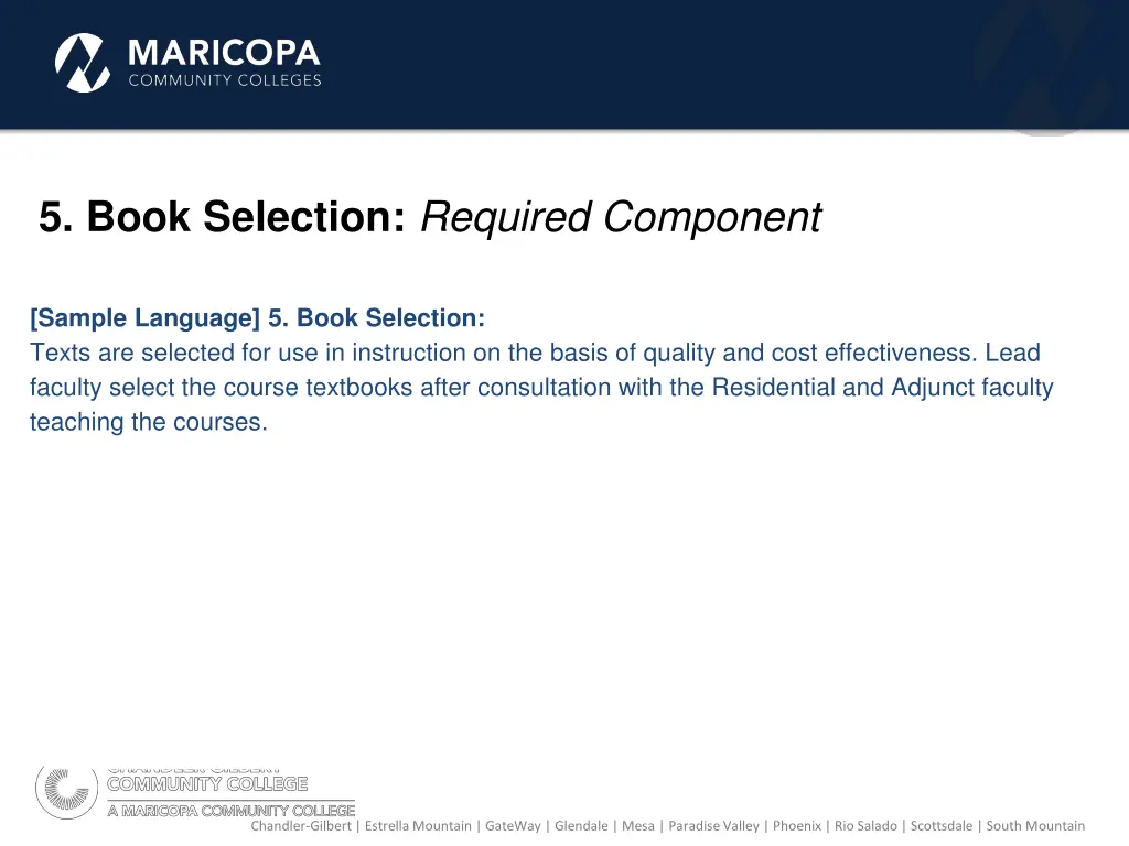 5 book selection required component