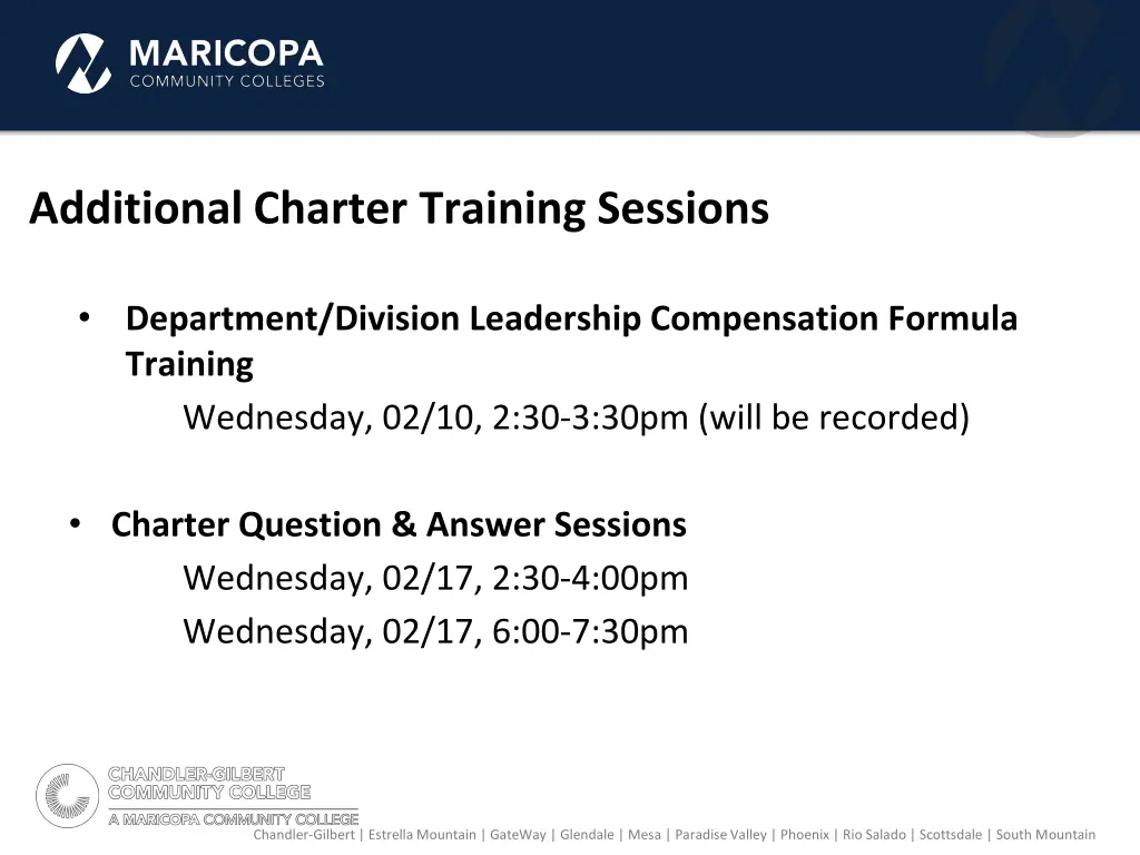 additional charter training sessions