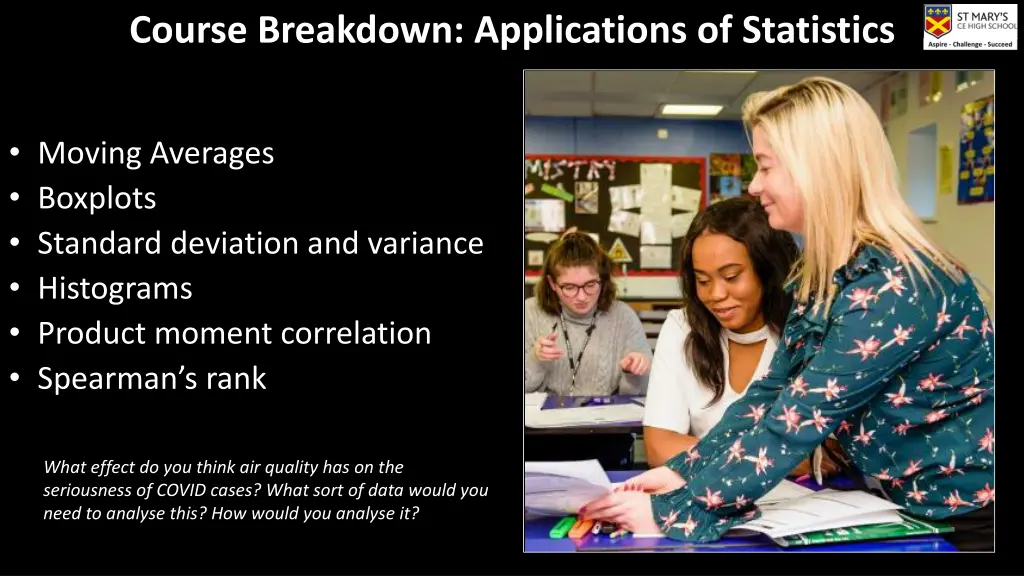 course breakdown applications of statistics