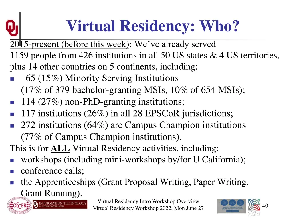 virtual residency who 2015 present before this