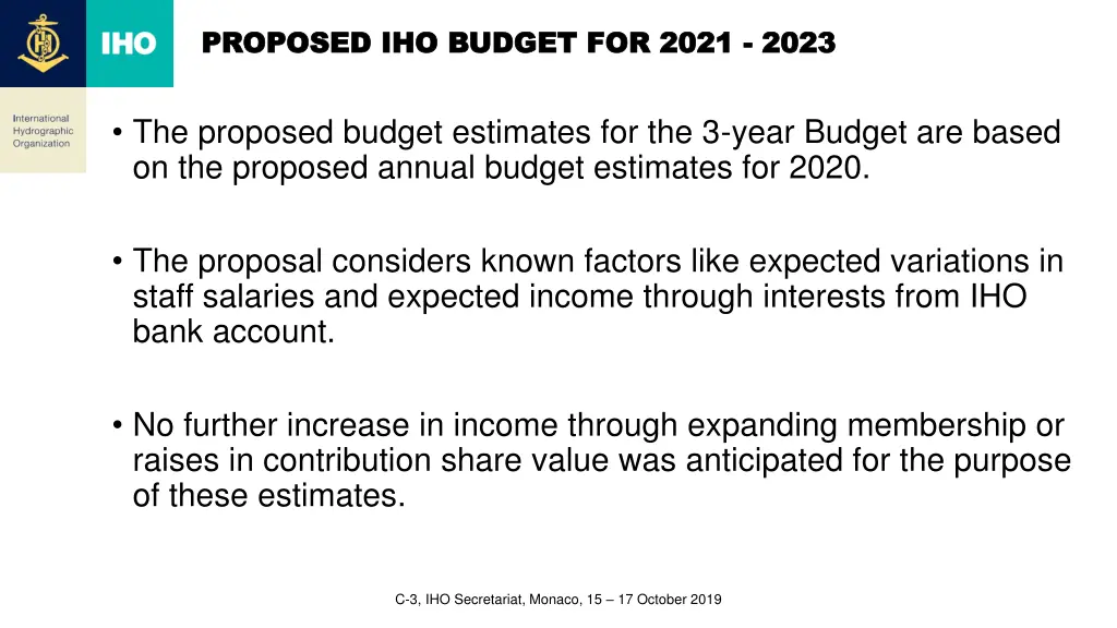 proposed iho budget for 2021 proposed iho budget