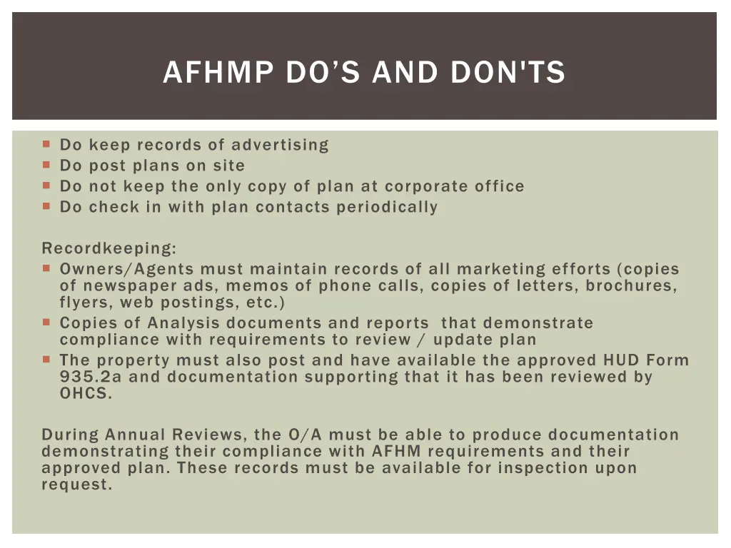 afhmp do s and don ts 1