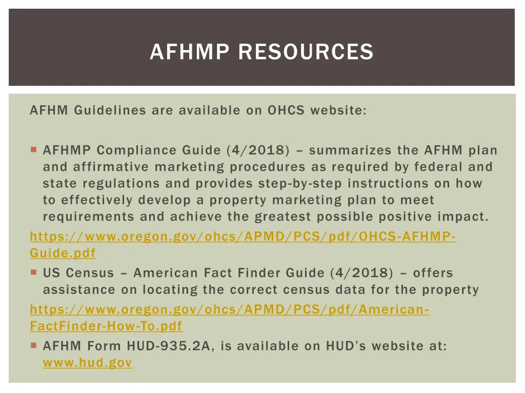 afhmp resources