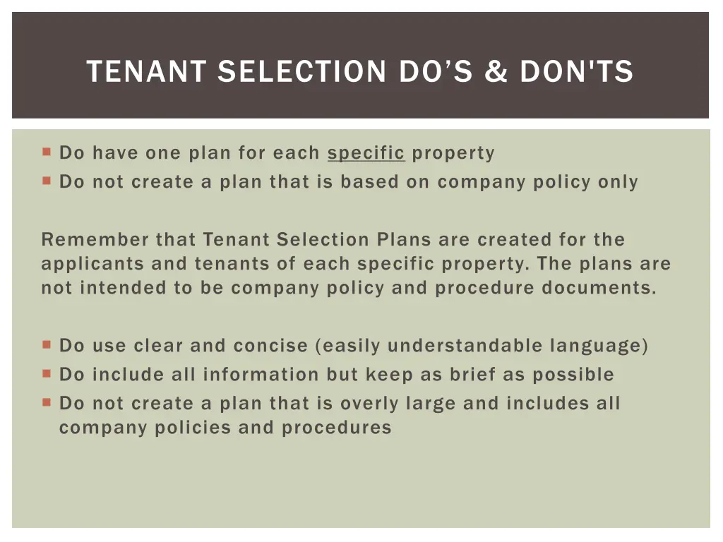 tenant selection do s don ts 1
