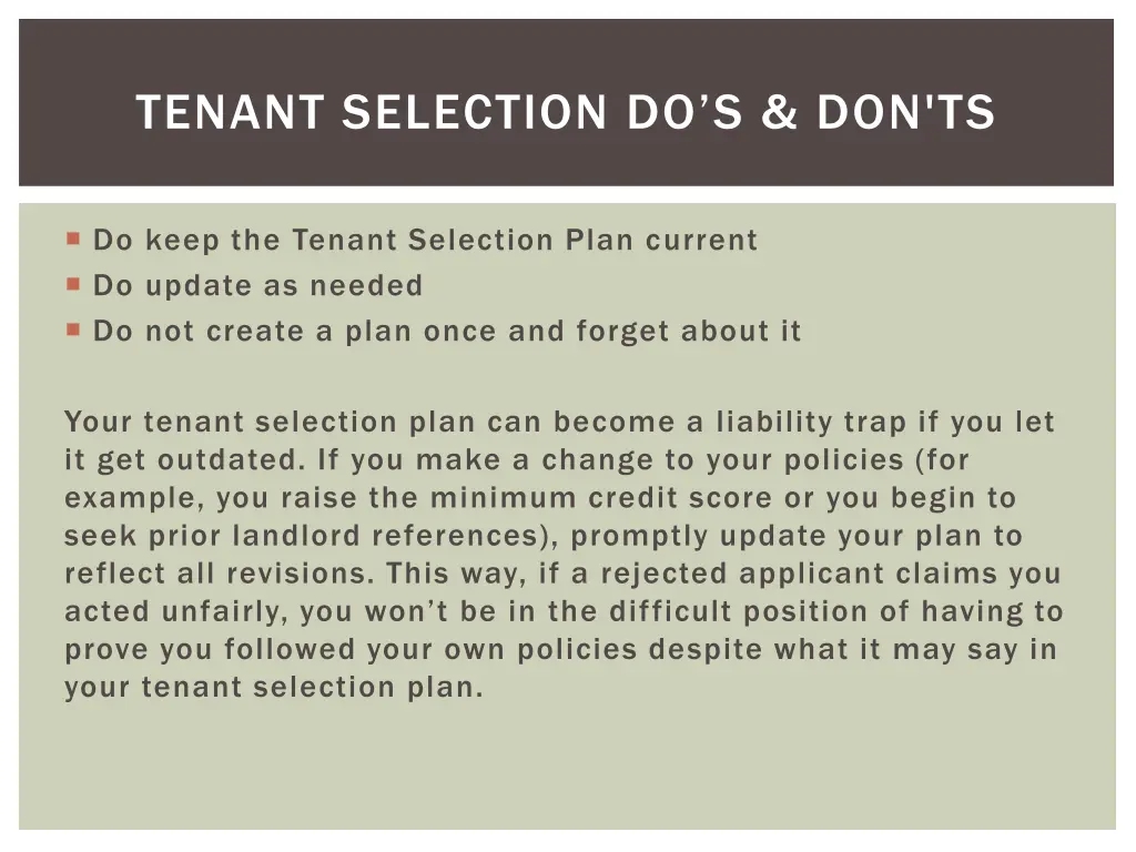 tenant selection do s don ts