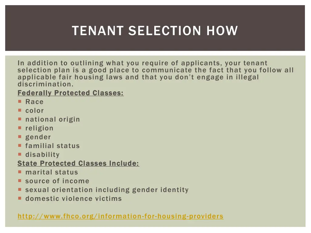 tenant selection how 3