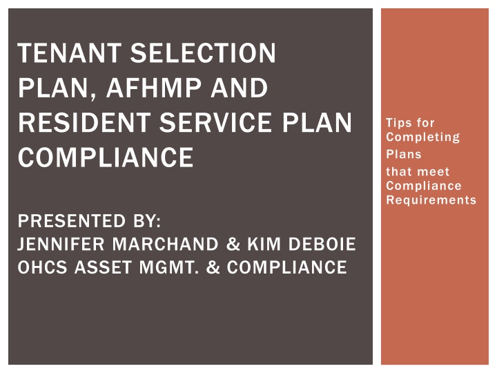 tenant selection plan afhmp and resident service