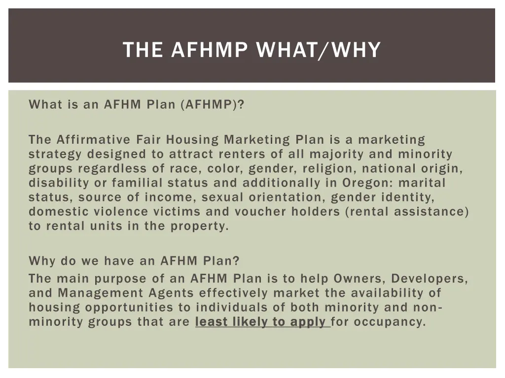 the afhmp what why