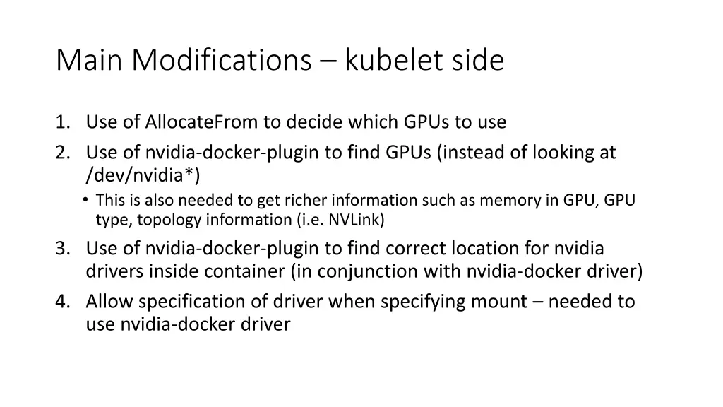 main modifications kubelet side