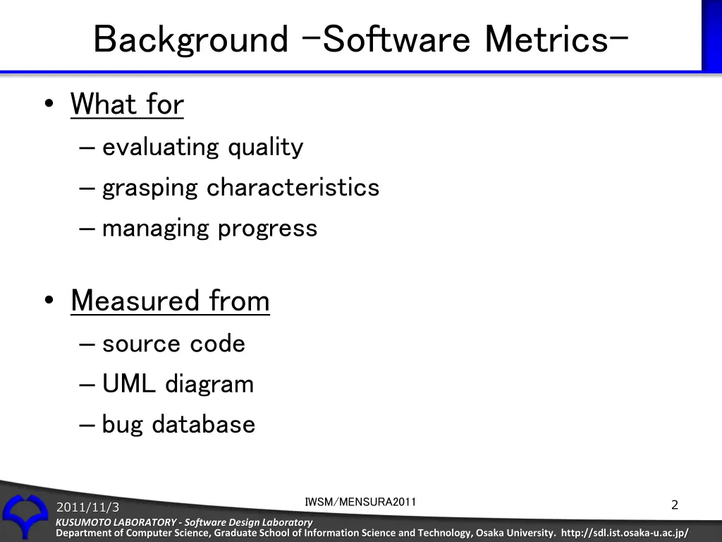 background software metrics