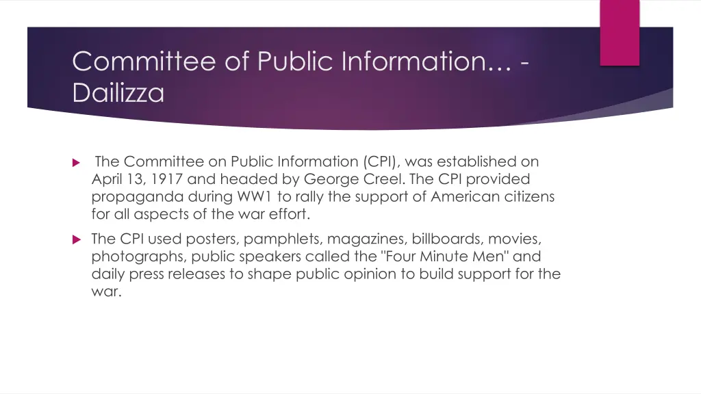 committee of public information dailizza