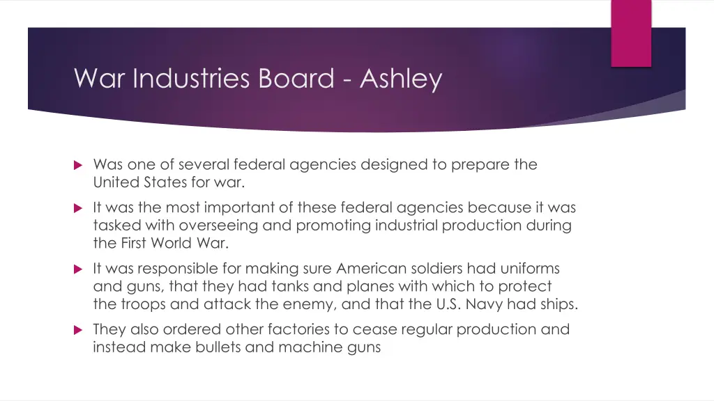 war industries board ashley