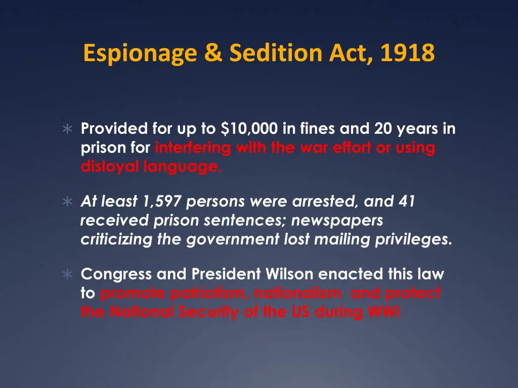 espionage sedition act 1918