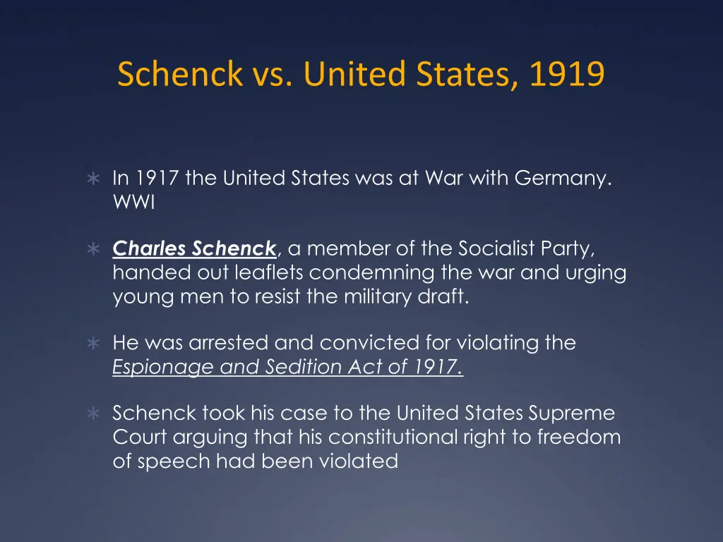 schenck vs united states 1919